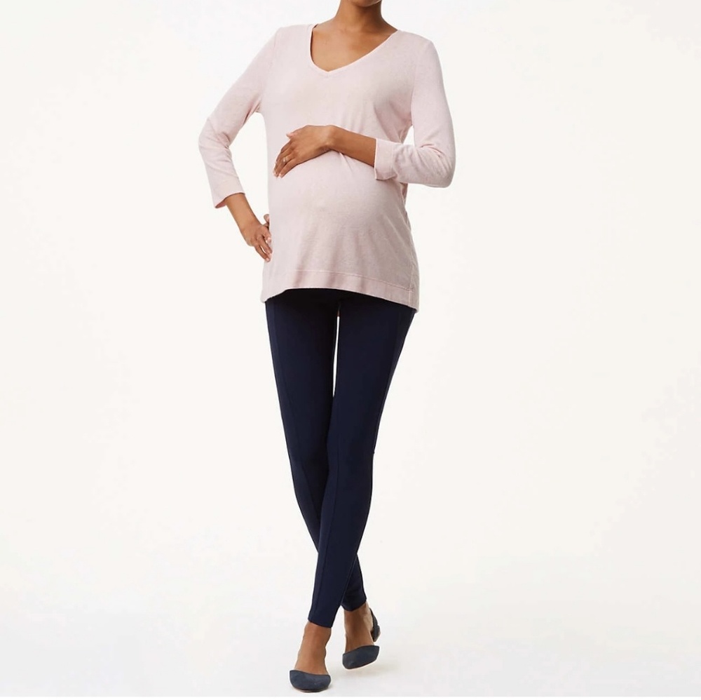 NWT GREY Loft maternity seamed ponte leggings L